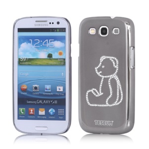 Sitting Teddy Bear Lime Diamond Cover for Samsung Galaxy S 3 / III I9300 I747 L710 T999 I535 R530 - Shadow Black