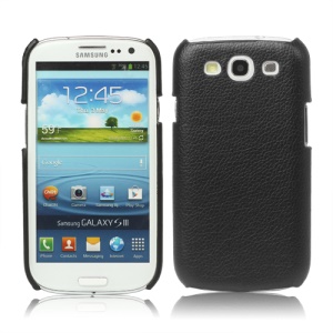 Lychee Leather Skin Hard Case for Samsung Galaxy S 3 / III I9300 - Black