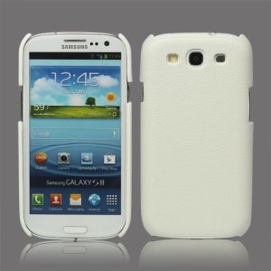 Lychee Leather Skin Hard Case for Samsung Galaxy S 3 / III I9300 - White
