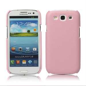 Lychee Leather Skin Hard Case for Samsung Galaxy S 3 / III I9300 - Pink