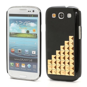 Handmade Gold Pyramid Studs Punk Style Hard Cover Case Samsung Galaxy S 3 / III I9300 - Black