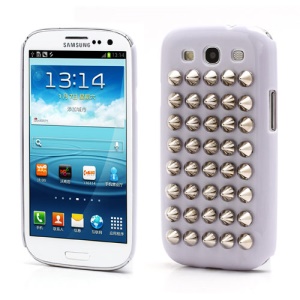 Silver Pyramid Studded Studs Rivet Hard Plastic Cover for Samsung Galaxy S3 / III I9300 - Purple