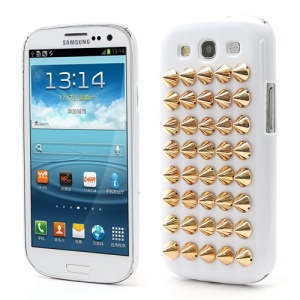 Cool Punk Rivet Studs Plastic Hard Cover Case for Samsung Galaxy S3 / III I9300 - White