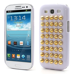 Cool Punk Rivet Studs Plastic Hard Cover Case for Samsung Galaxy S3 / III I9300 - Light Purple