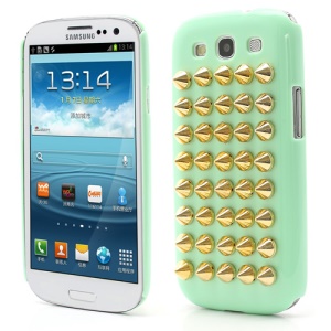 Cool Punk Rivet Studs Plastic Hard Cover Case for Samsung Galaxy S3 / III I9300 - Green