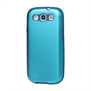 Aluminum Silicone Hybrid Case for Samsung Galaxy S 3 / III I9300 I747 L710 T999 I535 R530 - Light Blue
