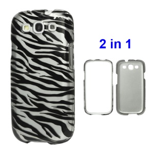 Snap-on Zebra Hard Case for Samsung Galaxy S 3 / III I9300 I747 L710 T999 I535 R530 - Silver