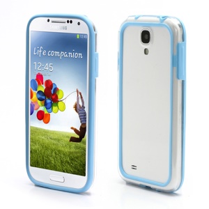 TPU & Plastic Hybrid Bumper Frame Case for Samsung Galaxy S4 SIV i9500 i9505 - Transparent / Blue