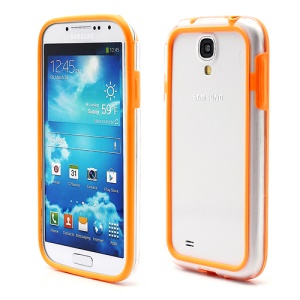 TPU & Plastic Hybrid Bumper Frame Case for Samsung Galaxy S 4 SIV i9500 i9505 - Transparent / Orange
