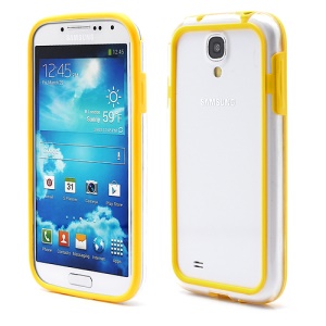 TPU & Plastic Hybrid Bumper Frame Case for Samsung Galaxy S 4 IV i9500 i9505 - Transparent / Yellow
