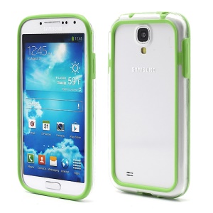 TPU & Plastic Hybrid Bumper Frame Cover for Samsung Galaxy S 4 IV i9500 i9505 - Transparent / Green