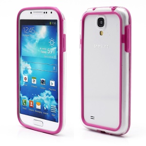 TPU & Plastic Bumper Frame Case for Samsung Galaxy S 4 IV i9500 i9505 - Tranparent / Purple