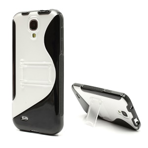 S Curve TPU & Plastic Stand Case for Samsung Galaxy S 4 IV i9500 i9505 - Black