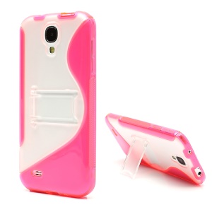 S Curve TPU & Plastic Stand Case for Samsung Galaxy S 4 IV i9500 i9502 i9505 - Rose