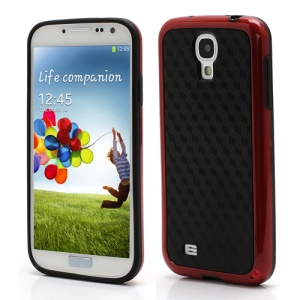Cool 3D Cube Texture TPU & Plastic Hybrid Case for Samsung Galaxy S 4 IV i9500 i9505 - Black / Red