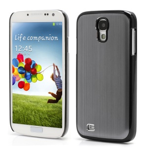Luxury Brushed Aluminum Skin Plastic Case Accessories for Samsung Galaxy S IV 4 i9500 i9505 - Black / Grey