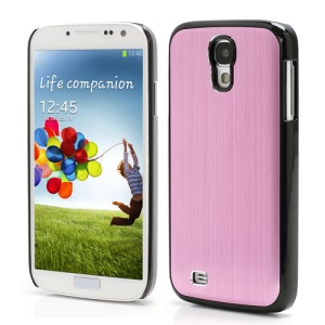 Luxury Brushed Aluminum Skin Plastic Case Accessories for Samsung Galaxy S IV 4 i9500 i9505 - Black / Pink