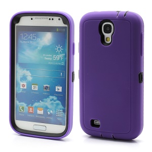 3 in 1 Silicone & Plastic Robot Combo Case for Samsung Galaxy S 4 IV i9500 i9502 i9505 - Purple