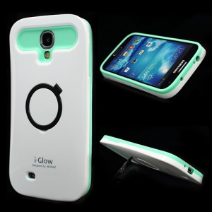 i-Glow Noctilucent Silicone PC Hybrid Stand Case for Samsung Galaxy S IV S4 i9500 i9502 i9505 - Green / White
