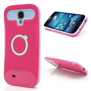 i-Glow Elegant Silicone PC Stand Hybrid Hard Case for Samsung Galaxy S IV S4 i9500 i9502 i9505 - Blue / Rose