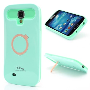 i-Glow Noctilucent Silicone PC Hybrid Stand Case for Samsung Galaxy S IV S4 i9500 i9502 i9505 - Cyan