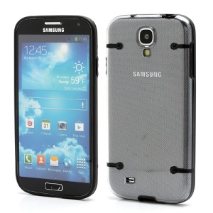 Crystal PC Hard Cover + Noctilucent TPU Frame Hybrid Case for Samsung Galaxy S IV S4 i9500 i9502 i9505 - Black