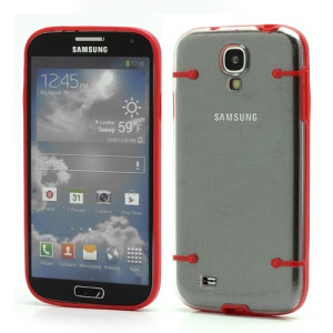 Crystal PC Hard Cover + Noctilucent TPU Frame Hybrid Case for Samsung Galaxy S IV S4 i9500 i9502 i9505 - Red