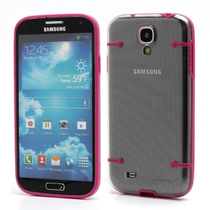 Crystal PC Hard Cover + Noctilucent TPU Frame Hybrid Case for Samsung Galaxy S IV S4 i9500 i9502 i9505 - Rose