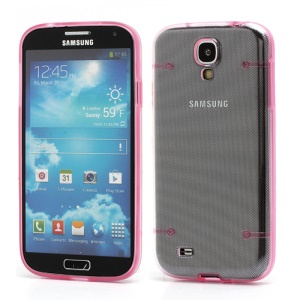 Crystal PC Hard Cover + Noctilucent TPU Frame Hybrid Case for Samsung Galaxy S IV S4 i9500 i9502 i9505 - Pink