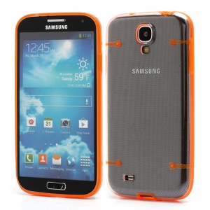 Crystal PC Hard Cover + Noctilucent TPU Frame Hybrid Case for Samsung Galaxy S IV S4 i9500 i9502 i9505 - Orange