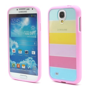 Rainbow Translucent PC + TPU Protective Hard Case for Samsung Galaxy S 4 IV i9500 i9502 i9505 - Pink Edge