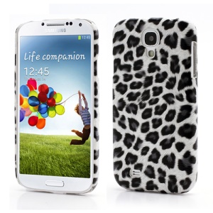 Leopard Skin Hard Protective Case Shell for Samsung Galaxy S 4 IV i9500 i9505 - Grey / White
