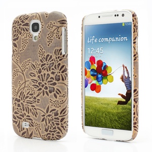 Rugged Grapevine Floral Plastic Case Cover for Samsung Galaxy S 4 IV i9500 i9505 - Brown