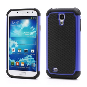 Premium Silicone & Plastic Combo Shatterproof Hybrid Case Accessories for Samsung Galaxy S IV S 4 i9500 i9505 - Black / Dark Blue