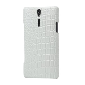 Crocodile Leather Coated Hard Case for Sony Xperia S LT26i LT26a / Nozomi - White