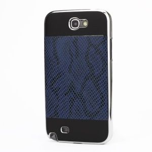 Snake Leather Coated Electroplating Hard Case for Samsung Galaxy Note II N7100 - Black / Dark Blue
