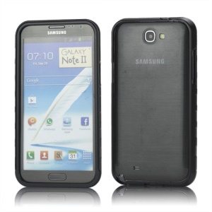 Sliding Hybrid Aluminum Bumper Frame Case for Samsung Galaxy Note II N7100 - Black