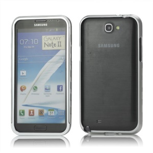 Sliding Hybrid Aluminum Bumper Frame Case for Samsung Galaxy Note II N7100 - Silver