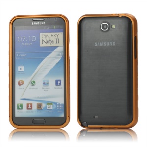 Sliding Hybrid Aluminum Bumper Frame Case for Samsung Galaxy Note II N7100 - Orange