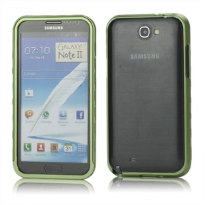 Sliding Hybrid Aluminum Bumper Frame Case for Samsung Galaxy Note II N7100 - Green