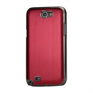 Brushed Aluminum Chrome Hard Back Base for Samsung Galaxy Note 2 / II N7100 - Red