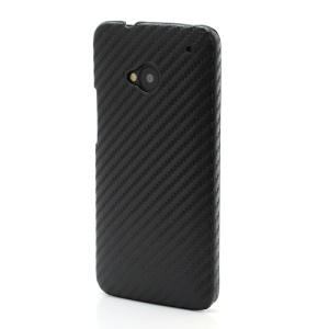 Carbon Fiber Leather Skin Hard Shell for HTC One M7 801e - Black