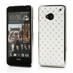 Electroplating Bling Starry Sky Rhinestone Case Cover for HTC One M7 801e - White
