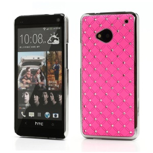 Electroplating Bling Starry Sky Rhinestone Case Shell for HTC One M7 801e - Pink