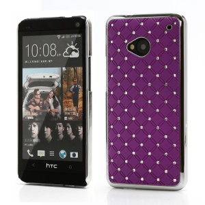 Electroplating Bling Starry Sky Diamond Case for HTC One M7 801e - Purple