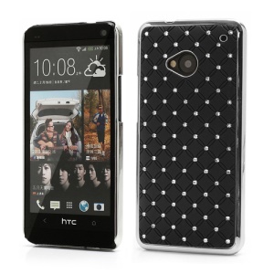 Electroplating Bling Starry Sky Rhinestone Case Cover for HTC One M7 801e - Black