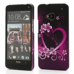 Sweet Heart Floral Plastic Case Cover for HTC One M7 801e