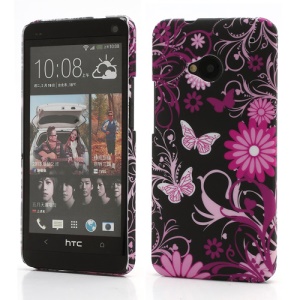 Butterflies and Floral Plastic Case Shell for HTC One M7 801e