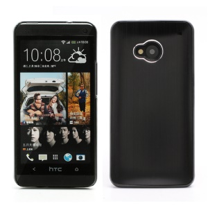Brushed Aluminum Hard Plastic Cover Case for HTC One M7 801e - Black