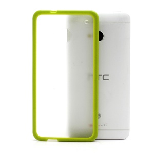 Matte Plastic Back Case w/ TPU Frame for HTC One M7 801e - Transparent / Green